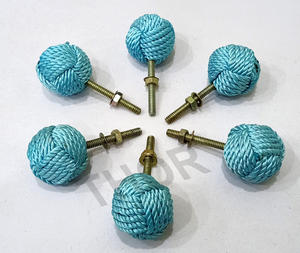 Modern Sky Blue Jute Rope Nautical Pulls Set of 6 for Wardrobe Kitchen & Bathroom for Home <b>Decor</b> & <b>Drawer</b> Pulls - Product Image 5