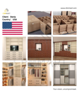 CBMmart Diseño moderno Popular Dormitorio personalizado Madera MDF Ropa de madera contrachapada Chapa de madera de melamina Armario para el hogar con puerta de vidrio LED