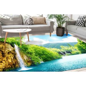 Tapis Cascade dans la Forêt Profonde, Tapis de Décoration Intérieure, Tapis Vue Forêt, Tapis Doux à Poils Longs - Product Image 1