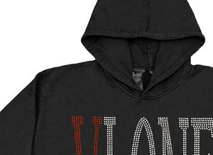 Sudadera con capucha desgastada con cremallera y lavado ácido de gran tamaño para hombre con diseño de diamantes de imitación Fabricante de sudaderas con capucha - Product Image 5