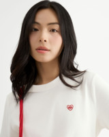 T-shirt court tricoté décontracté pour femme, col rond, manches courtes, broderie poitrine gauche, respirant, séchage rapide, 100% coton, haute qualité