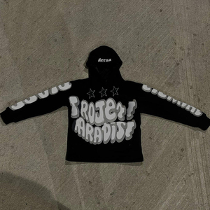 Custom <b>Black</b> <b>Hoodie</b> Men Fleece 2024 High Quality Customized Drop Shoulder Puff Printed Full <b>Zip</b> <b>up</b> Hoodies - Product Image 6