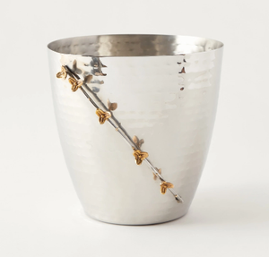 Canasta de basura de Metal redonda con diseño de flores modernas de latón AK en acabado dorado antiguo para decoración Interior del hogar/decoración interior - Product Image 2