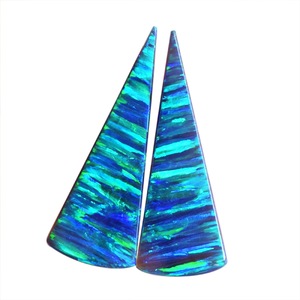 Par de Ópalos de 9 Quilates, Tamaño de Cabujón 37x14x2 MM, Forma Trillón, Pendientes Hechos a Mano, Fabricación de Joyas, Par de Piedras Preciosas, Proveedor de Ópalos de Diseño - Product Image 2