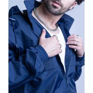 Vente en gros de survêtement coupe-vent surdimensionné bleu avec poche arrière zippée survêtement personnalisé deux pièces pour unisexe - Product Image 4