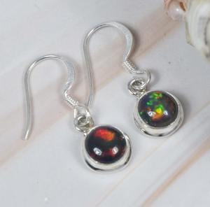 Noir éthiopien opale 925 argent Sterling pierre précieuse naturelle crochet boucle d'oreille à la main bijoux concepteur boucle d'oreille cadeau pour anniversaire - Product Image 4