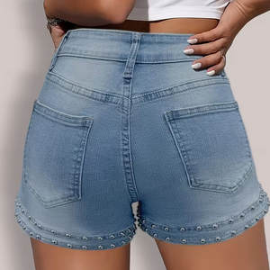 กางเกงยีนส์ขาสั้นแฟชั่นผู้หญิงทรงปกติ ขายดี พร้อมกระเป๋าข้าง 2 ช่อง ปักโลโก้ตามสั่ง - Product Image 4