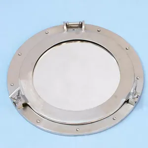 Espejo de ojo de buey de latón náutico moderno de calidad superior de alta venta Espejo de pared de latón de lujo Espejo de ojo de buey de latón con verde - Product Image 4