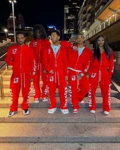 ชุดวอร์มกางเกงมีฮู้ดแบบมีซิปติดโลโก้ออกแบบได้ตามต้องการผ้าปักพลอยเทียมแบบลำลองสีพื้นชุดวิ่ง - Product Image 4