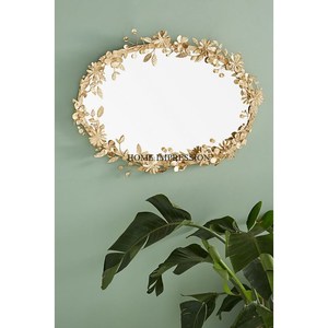 Miroir de décoration murale en laiton de forme personnalisée plaqué or de créateur de feuilles Fourniture de miroir mural pour hôtels de grande taille de qualité supérieure - Product Image 2