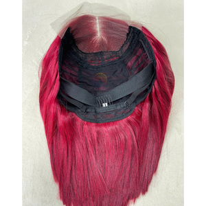 Super Premium estándar hueso recto cabello humano 4x4 Cierre pelucas encaje transparente Color rojo especialmente cabello humano Bob peluca - Product Image 6