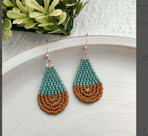 ต่างหูขอบลูกปัดสไตล์โบโฮพื้นเมืองต่างหูลูกปัดขนนกขนนก - Product Image 1
