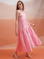 Mode été personnalisé licou cou robe pour femmes à plusieurs niveaux Maxi robe dame élégante décontractée femme robe fabriquée en Inde