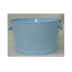 Seau à Champagne en acier inoxydable enduit de poudre bleue seau de fête de mariage cuve à boissons en acier inoxydable martelé - Product Image 3