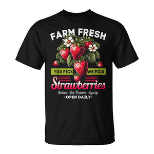 T-Shirt Vintage 'Farm Fresh Strawberries' per Agricoltori di Fragole, T-Shirt Promozionale - Product Image 2