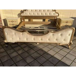 เตียงวินเทจสไตล์ฝรั่งเศสคลาสสิก-มะฮอกกานีทาสีเงิน-281 - Product Image 4