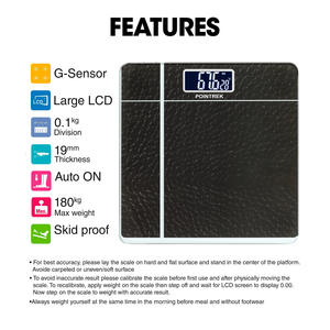 Balance de salle de bain multifonctionnelle noire pour la maison, balance numérique intelligente, mesure de la graisse corporelle, précision de 100 g, verre trempé POINTREK - Product Image 4