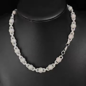 High Quality 10k <b>White</b> <b>Gold</b> Cuban Ball Link <b>Men</b> Chain 18mm 24Grams Miami Cuban Chain Baguette Diamond Lab Grown iced <b>Necklace</b> - Product Image 6