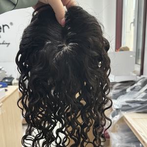 Topper de PU de seda 5,5x5,5 para <span class=keywords><strong>mujer</strong></span>, Color <span class=keywords><strong>Natural</strong></span>, doble seda, 100%, cabello humano, Clip, aspecto <span class=keywords><strong>Natural</strong></span>, novedad - Product Image 6