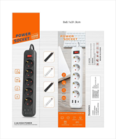 Multiprise de type allemand standard EU pour prises haute puissance 3/4/5 Prises d'extension Interrupteur de lumière avec 4 multiprises USB