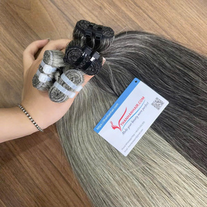 ผมต่อแบบมนุษย์ผม100% แท้แบบเวียดนามปลายหนาสีเทาธรรมชาติ - Product Image 6