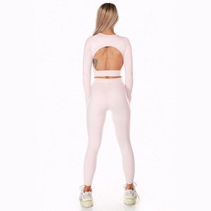 Suministro directo de fábrica 100%, conjuntos de Yoga personalizados de alta calidad para mujer, conjunto de Yoga hecho de poliéster sin costuras de alta calidad para mujer - Product Image 5