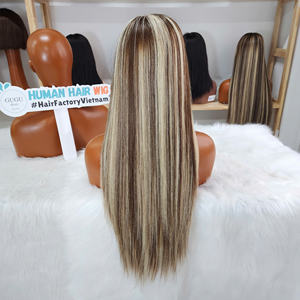 Perruques en dentelle 100% cheveux naturels, pré-épilées, couleurs méchées, cheveux lisses, perruque frontale en dentelle HD 13x6 - Product Image 2