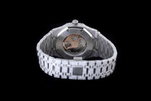 Reloj estilo Hip Hop para hombre Iced Out con diamantes de moissanita VVS Clarity caja de acero inoxidable banda de oro blanco esfera analógica de cristal - Product Image 2