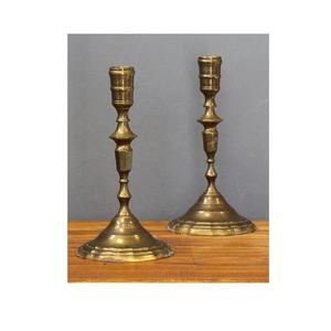 Paire de bougeoirs en laiton vintage bougie chauffe-plat en laiton cadeau de mariage modernisme bougeoir en laiton pour cadeau et décoration de la maison - Product Image 1