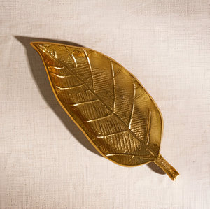 Plato en forma de hoja de Metal hecho a mano personalizado con acabado dorado para bandeja para servir comida plato de Picnic al aire libre a bajo precio - Product Image 6