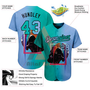 เสื้อเบสบอลซอฟต์บอลสำหรับเยาวชนสีน้ำเงินแบบกำหนดเองจากซัพพลายเออร์ปากีสถาน ผลิตจากโพลีเอสเตอร์ผสมสแปนเด็กซ์ พิมพ์ลายแบบซับลิเมชั่น - Product Image 4