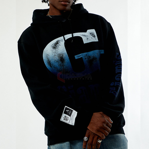 Sweat à capuche court unisexe surdimensionné français de haute qualité hommes personnalisé imprimé diamants chauds Streetwear pull à capuche fabricant - Product Image 4