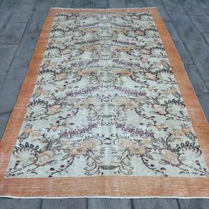 5.8x9.8 ft Vintage Rug, <b>Brown</b> Camouflage Turkish <b>Wool</b> Rug - Product Image 1