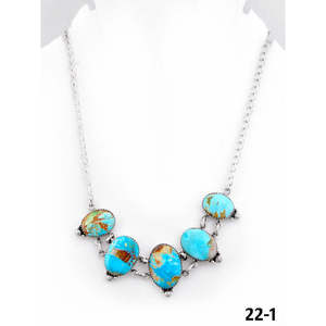 Collier classique Royston en turquoise et argent sterling, perles ancre faites à la main avec placage or, cadeau pour toutes occasions - Product Image 1