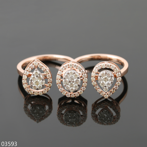 แหวนเพชรหมั้นแต่งงาน18 KT สีโรสโกลด์สองชั้นสง่างามสำหรับการรับรองและเติมเต็มการเจียระไนที่ยอดเยี่ยม - Product Image 5