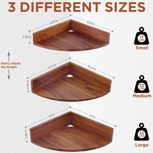 Étagères flottantes en bois d'acacia modernes support mural minimaliste en bois pour salon cuisine étagère d'angle décor de ferme à la maison - Product Image 5