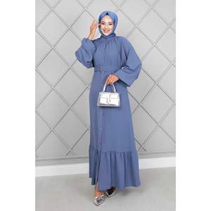 Robe hijab aérobin ceinturée indigo - Product Image 5