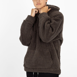 Sweat à capuche Sherpa d'hiver en polyester polaire lourd et fausse fourrure avec logo personnalisé pour hommes - Product Image 3