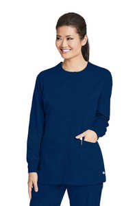 Blouse de travail en coton polyester de qualité supérieure pour femmes médecins |   Veste de travail d'hôpital à manches longues avec poches et fermeture à pression - Product Image 6