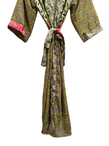 Indian Robe Floral Silk Sari <b>Kimono</b> Vintage Sari Robe Soft <b>Beach</b> Party Gown Indian Handmade Silk <b>Kimono</b> - Product Image 4