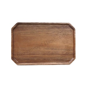 Premium Acacia Wood Serving <b>Tray</b> Set of 2 Custom Wooden Food <b>Tray</b> for Hotels Restaurants Home Kitchen <b>Office</b> Party Use - Product Image 4