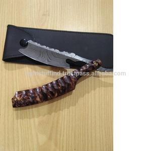 Nouvelle gamme 2025 de rasoirs droits en acier damassé Salon de coiffure hommes coupe gorge os poignées en bois - Product Image 1