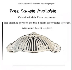 Poignées et tirettes de tasse de tiroir cannelées en fonte blanche - Product Image 3