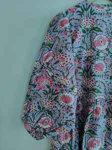 Vestido Largo de Verano Informal para Mujer, Estampado Floral, Cuello en V, Manga Larga, Hecho a Mano, de Algodón, Estilo Clásico, Marca de Arte y Artesanía - Product Image 4