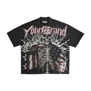 เสื้อยืดผ้าฝ้าย100% ผู้ชายพิมพ์ลายโลโก้ DTG เสื้อยืดวินเทจฟอกสีกรดทำจากหินเฮฟวี่เวท - Product Image 1