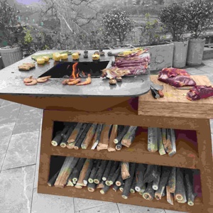 Parrilla de <span class=keywords><strong>barbacoa</strong></span> de carbón Corten personalizada para cocinar al aire libre Parrilla de <span class=keywords><strong>barbacoa</strong></span> <span class=keywords><strong>grande</strong></span> al aire libre para la venta - Product Image 1