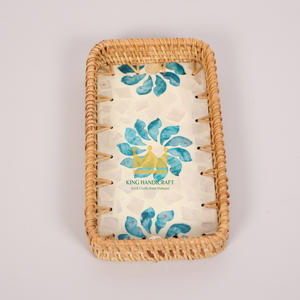 Venta al por mayor de bandejas de ratán y nácar para servir comida, té, café, mesa de comedor, tamaño personalizado de Vietnam - Product Image 6