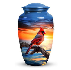 Urne funéraire en laiton/aluminium gravée en forme de colibri pour cendres humaines d'adultes - Product Image 1