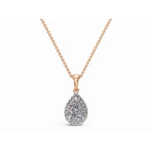 Colgante de Diamante Signature Forever Halo Pear Dreams de 0.697 Ct, Cultivado en Laboratorio, Oro de 9 KT, 14 KT, 18 KT, Joyería al por Mayor, Proveedor OEM B2B - Product Image 4