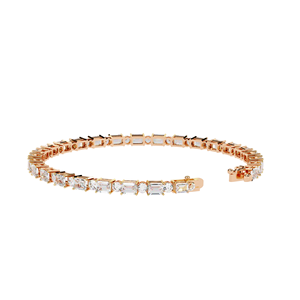 สร้อยข้อมือเพชรแล็บ 6.95 กะรัต ทรงมรกตและทรงกลม ทอง 10K 14K 18K และเงิน 925 ของขวัญสุดหรูสำหรับเธอ Maz Jewels - Product Image 4